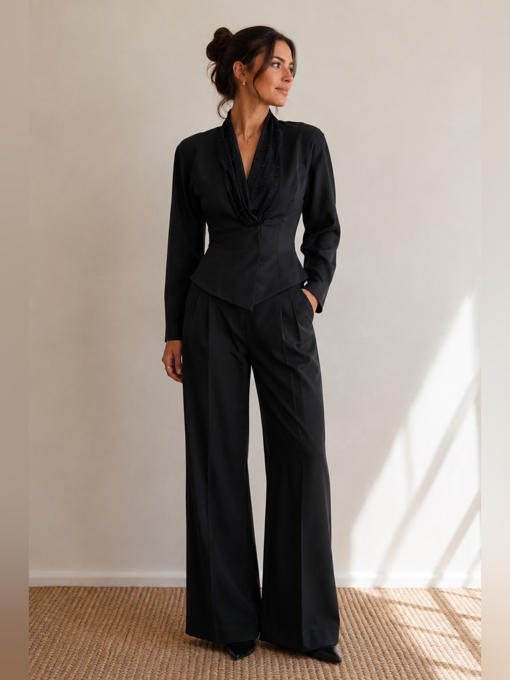 Cache Black Draped Blazer Jacket